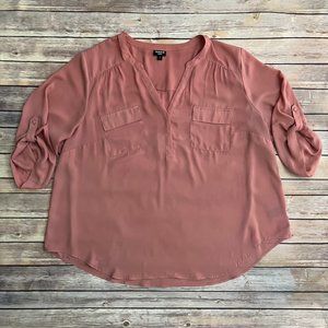 Torrid Harper Georgette Pullover 3/4 Sleeve Blouse - Blush